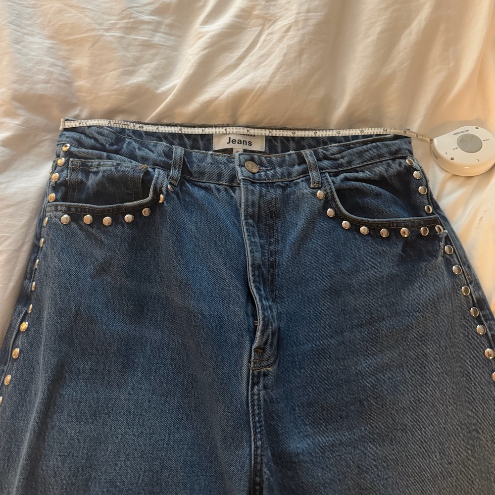 Reformation Cary Studded Wide-Leg Jeans - Picture 10 of 11